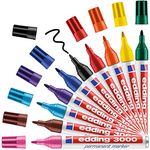 edding 3000 Permanentmarker - 10 Stifte in Stiftehalter - Rund-Spitze 1,5-3 mm - schnell trocknender Permanent Marker - wasserfest, wischfest - für Karton, Kunststoff, Holz, Metall - Universalmarker