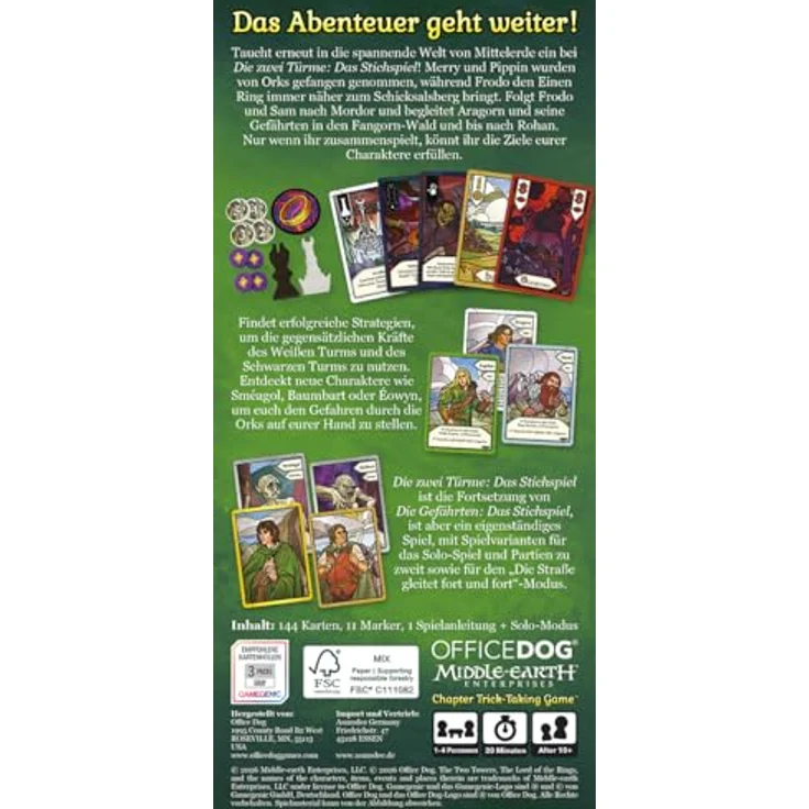 Asmodee Der Herr Der Ringe: Die Zwei Türme - Kooperatives Stichspiel für 1-4 Spieler mit 18 Kapiteln und Solo-Option – Bild 4