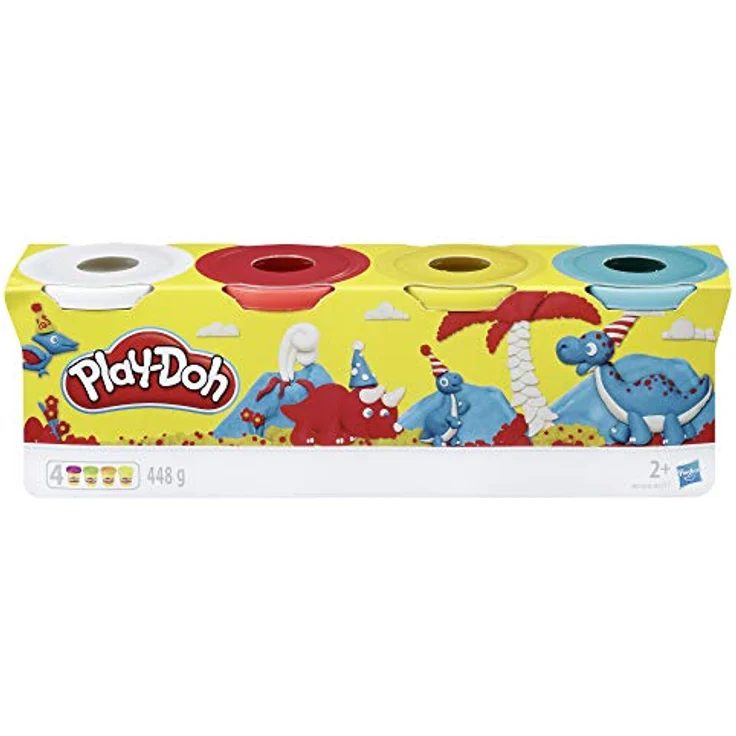 Play-Doh B6508ES0 Hasbro B6508EL2-4er Pack Grundfarben Knete, für fantasievolles und kreatives Spielen, blau, gelb, rot, weiß – Bild 3