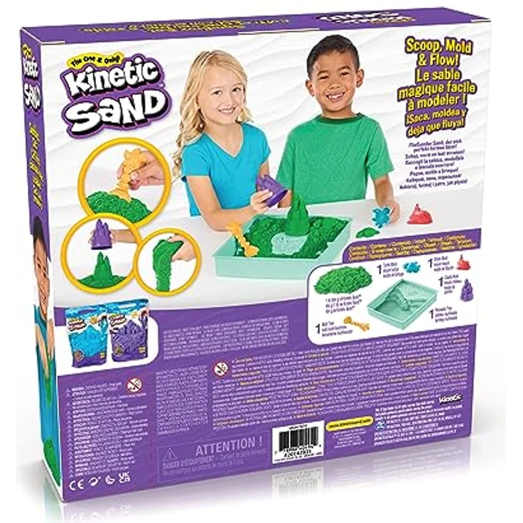 Spin Master Kinetic Sand Kreativset, 454 g in Grün, mit Förmchen und Schäufelchen für kreatives Spielen – Bild 10