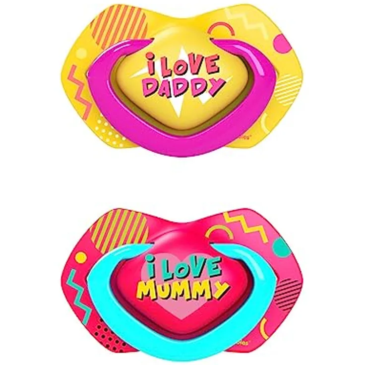 Canpol babies Silikon Schnuller, 2 Stück (6-18 m, Neon Love Girl)