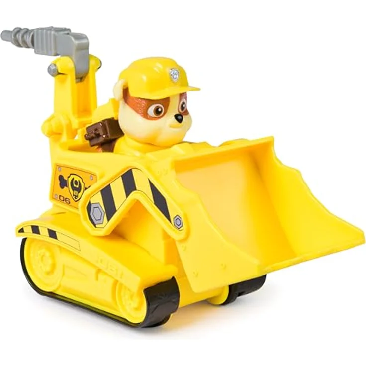 Spin Master PAW Patrol Spielzeug-Auto Rubble, Baufahrzeug mit beweglichem Bohrer und Schaufel, aus recyceltem Material, ca. 13 cm lang – Bild 4