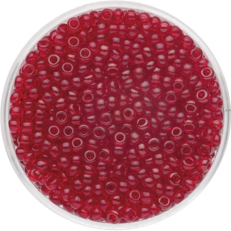 Glorex Bastelperlen Glorex Rocailles 2,6 mm 17 g, transparent rot, Must-have für Schmuckbastler