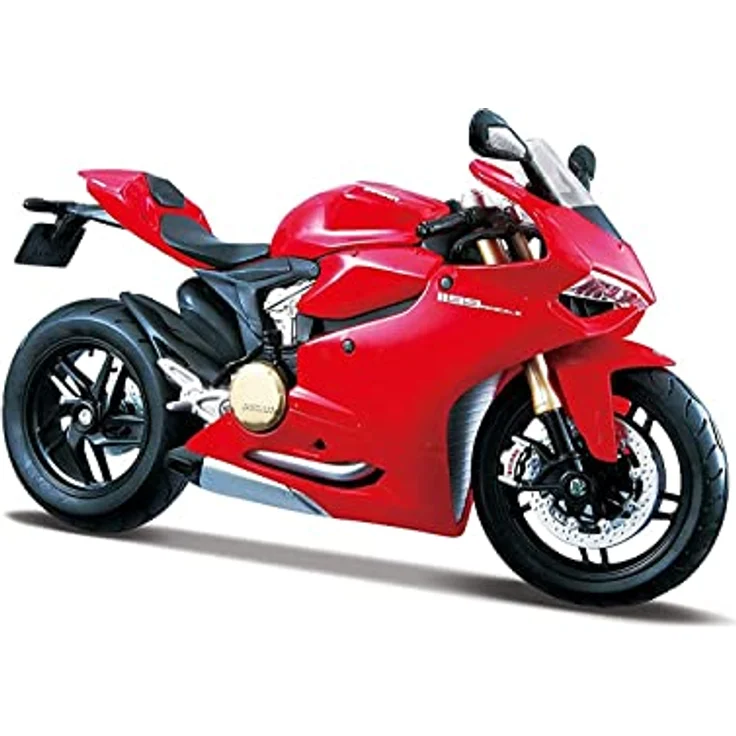 Maisto M32704 Ducati 1199 Panigale Motorradmodell, rot, detailgetreu aus Druckguss-Metall, mit Gelenklenkung und Präsentationsständer, 22 cm Länge – Bild 1