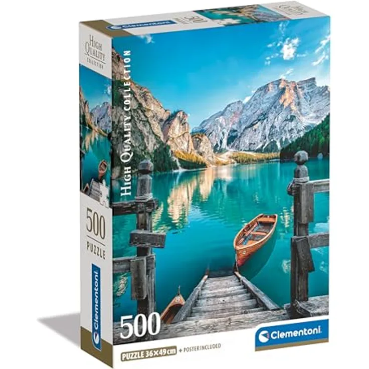 Clementoni 500 EL. Compact Braies Lake Puzzle, 500 Teile für Familien, hochwertiger Druck und nachhaltige Verpackung