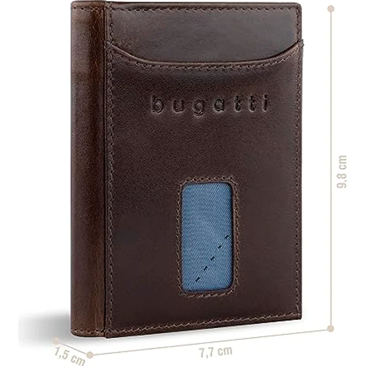 bugatti Secure Slim Mini Börse aus Leder mit RFID-Schutz, Slim Wallet, Kartenetui, braun – Bild 2