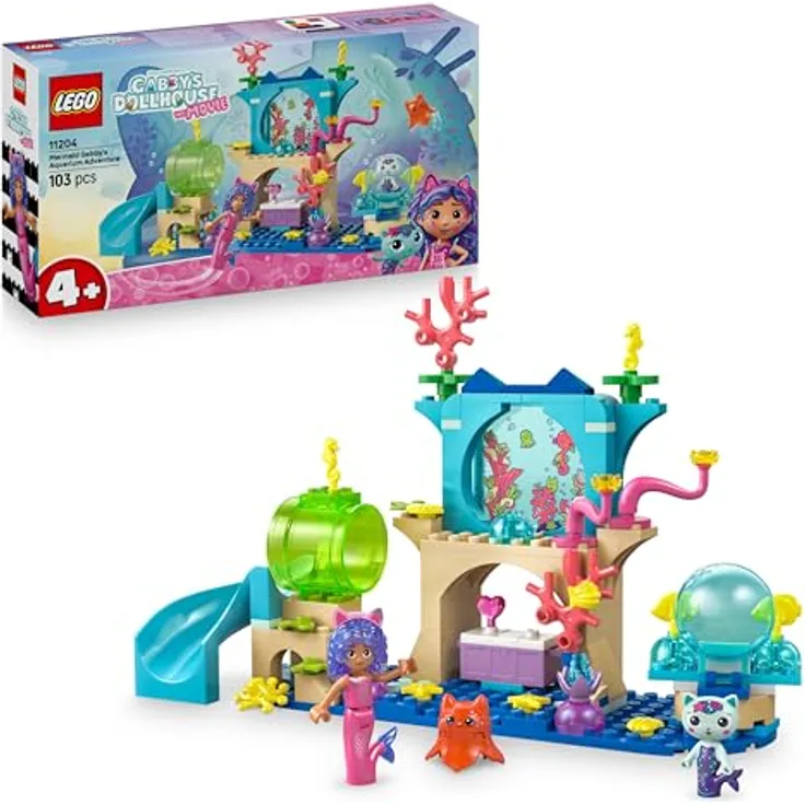 LEGO Gabbys Puppenhaus Meerjungfrau Gabbys Aquarium Abenteuer (11204), Spielzeug-Meeresbewohner für Kinder ab 4 Jahren, 103 Teile