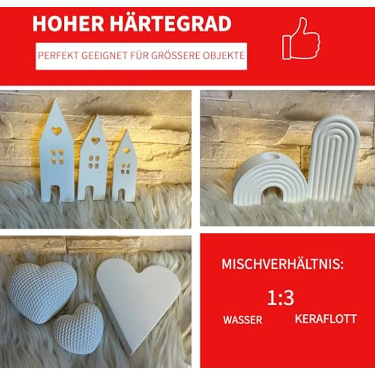 HobbyFun Gießmasse KERAflott, 2 x 5 kg, weiß, bruchfest, bemalbar, keramik- und porzellanähnliche Oberfläche – Bild 6