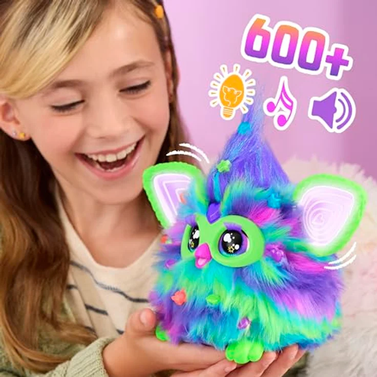 Furby Galaxie, interaktives Plüschtier, leuchtet im Dunkeln, französische Version, über 600 Antworten, reagiert auf Stimme, tanzend und synchronisierbar – Bild 5
