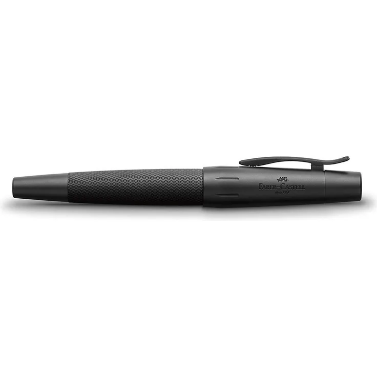 Faber-Castell Füllfederhalter e-motion, M, pure black - Füllfederhalter mit schwarzen Aluminium-Schaft und PVD-beschichteter Edelstahlfeder