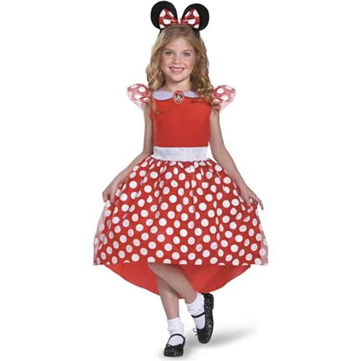 Disney Minnie Mouse Kinderkostüm, rotes Kleid mit Maus Ohren und Schleife, offiziell lizenziert, Größe S – Bild 2