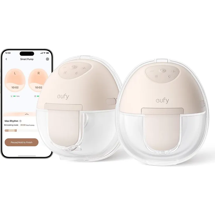 eufy E10, Tragbare Elektrische Milchpumpe mit 290 mmHg Saugkraft, Handsfree Design, App-gesteuert, Ergonomisch, BPA-frei, Geräuscharm