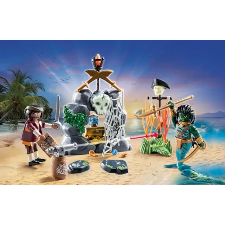 PLAYMOBIL 71420 Schatzsuche Spielset, Piratenabenteuer mit nachleuchtendem Felsversteck und 2 Figuren, Mehrfarbig – Bild 3