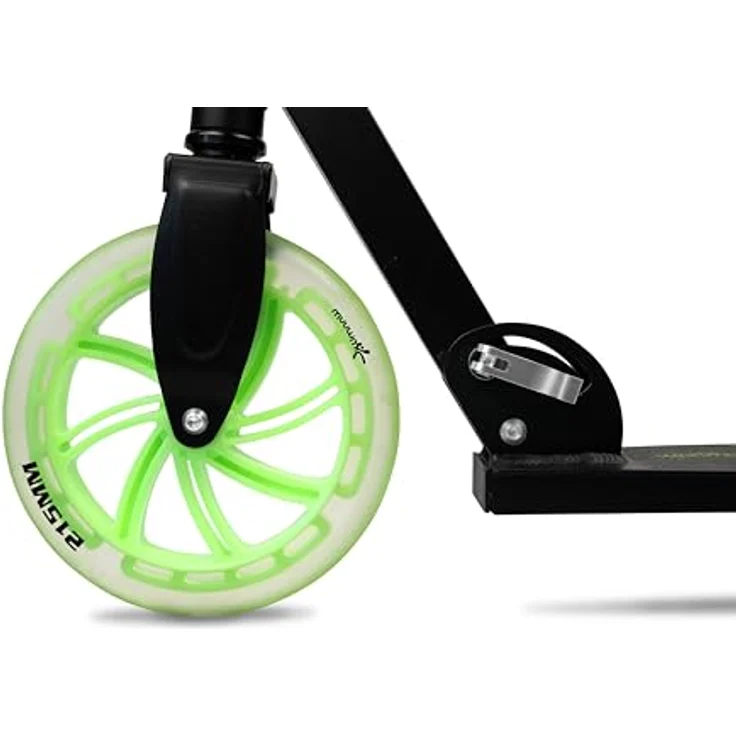 Muuwmi Lights Aluminium Scooter GLOW 215 mm, mit Leuchtrollen, ABEC 7-Kugellagern und klappbarem Lenker, maximal 100 kg belastbar – Bild 6