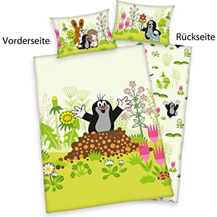 Herding DER KLEINE MAULWURF Kleinkinder-Bettwäsche-Set, Wendemotiv, Bettbezug , 2 Stück , 100 x 135 cm, Kopfkissenbezug 40 x 60 cm, Flanell/Biber – Bild 2