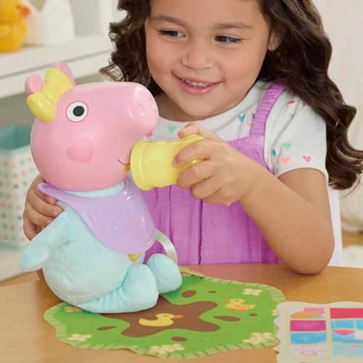 Hasbro Peppa Pig Oinks & Snuggles Evie, Interaktive Kuschelpuppe mit über 20 Soundeffekten und Zubehör – Bild 5