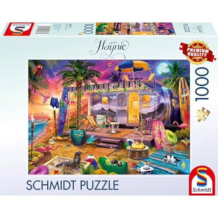 Schmidt Spiele 58573 Jeff Haynie, Mit dem Wohnwagen am Meer, 1000 Teile Puzzle, Mehrfarbig