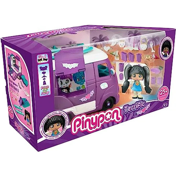 Famosa Pinypon PNY49000 Spielzeug-Set, Terrific Van mit Mumienfigur und Zubehör, ideal für Urlaubsspielzeug
