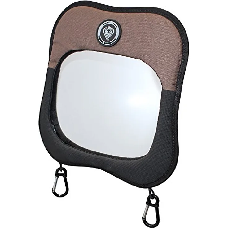 Prince Lionheart Rear View Mirror | Rückspiegel | Stoßfest | Klare Sicht konvexes Design | Resistent | 2 Karabiner - Braun & Schwarz