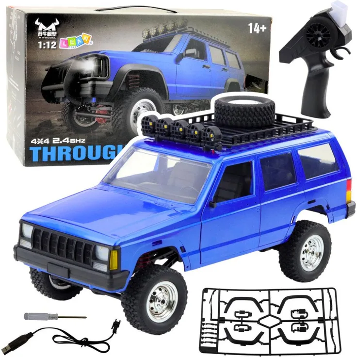 Lean Toys MN78, Ferngesteuertes Geländefahrzeug RC 4x4 Antrieb, Blau, Maßstab 1:12
