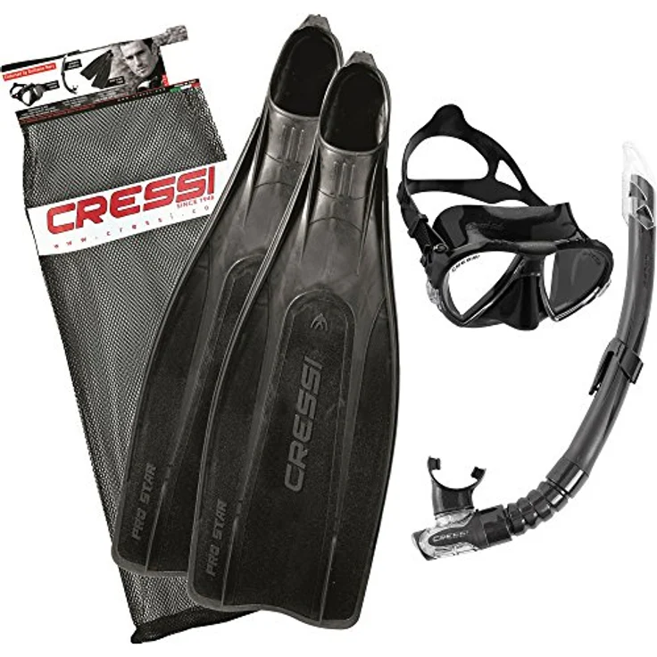 Cressi Erwachsene Pro Star Bag Schnorchelset , Schwarz, 43/44 – Bild 1