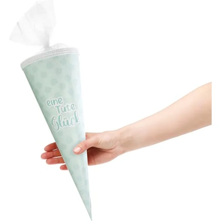 com-four® 2X Schultüte 40cm, Geschwisterschultüten aus Pappe mit Tüllverschluss, Zuckertüte für die Einschulung, Geschenkverpackung für Schulanfänger, Design-Auswahl variiert – Bild 5