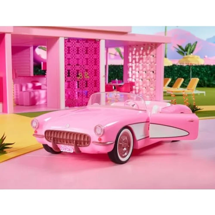 Barbie Corvette, Kaugummipinkes Cabrio für 4 Puppen, mit öffnenden Türen und drehbarem Lenkrad, Retro-Lackierung und Luxus-Interieur, für Sammler, HPK02 – Bild 2