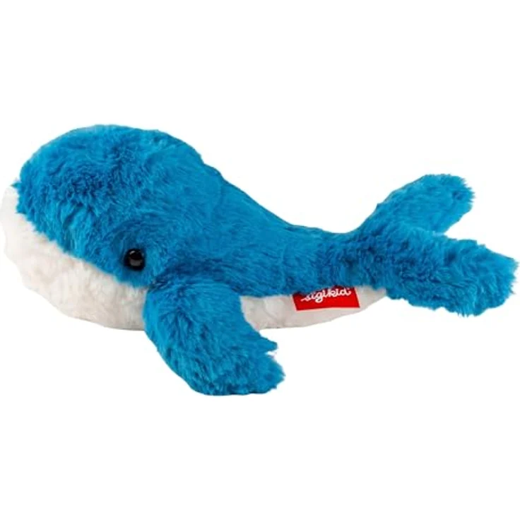 Sigikid Flauscherie Wal, Plüschtier aus schmuseweichem Plüsch, 42 cm, blau, waschbar bei 30°C, empfohlen für 1-8 Jahre – Bild 3