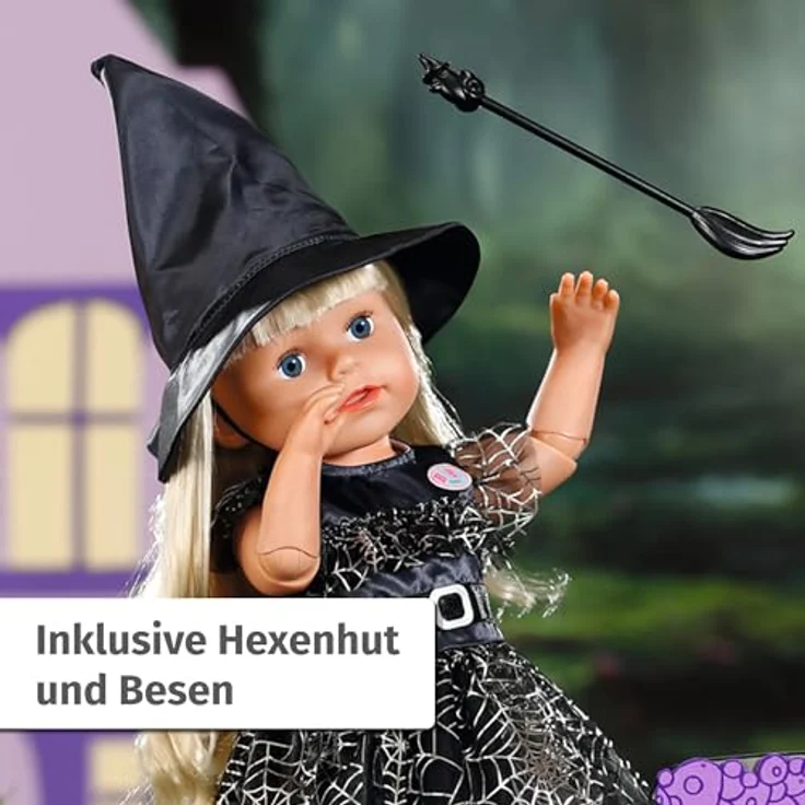 BABY Born Hexenkleid mit Besen und Hexenhut, Puppenkleid für 43 cm Puppen, Zapf Creation - Verzaubertes Tüllkleid, Besen und Hexenhut, Hochwertiges Zubehör - Preisvergleich – Bild 3
