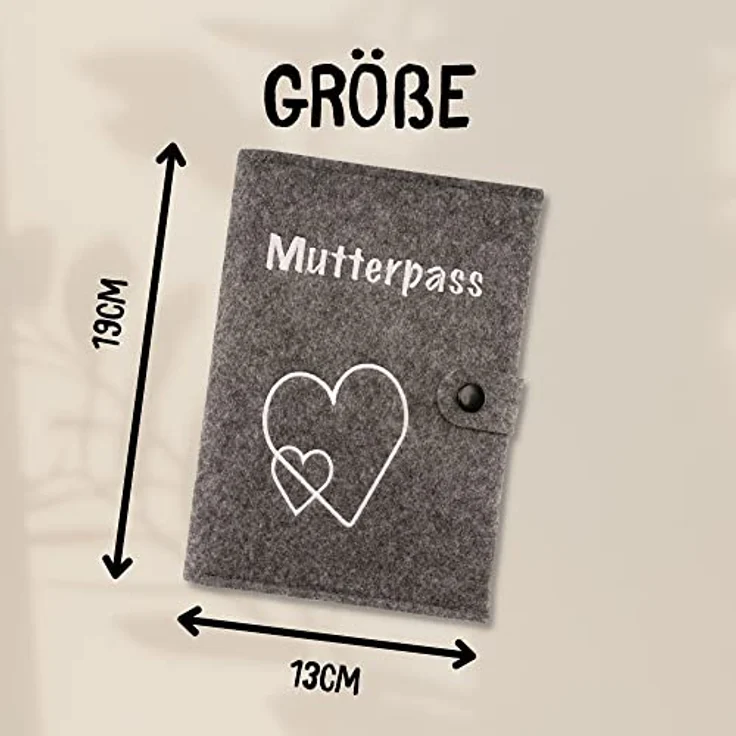 Mutterpasshülle mit Verschluss für deutschen Mutterpass mit Tasche für Ultraschallbilder und Impfpass, Mutterpass Hülle aus Filz als Geschenk - Preisvergleich – Bild 4