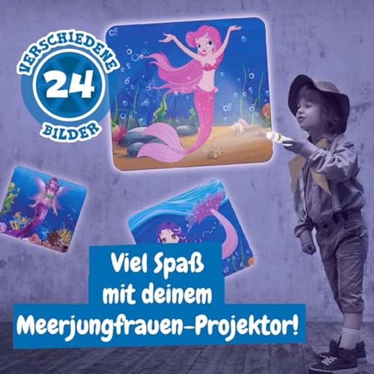Science4you Meerjungfrauen-Projektor, Kinder-Taschenlampe mit 24 Bildern und Lernheft für 4-6 Jahre – Bild 3