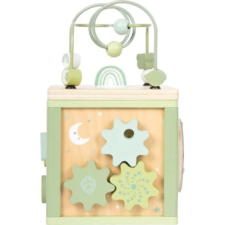 small Foot Motorikwürfel grün, 5-in-1 Motorikspielzeug aus FSC® 100%-zertifiziertem Holz, für Kinder ab 12 Monaten, 12805 – Bild 4
