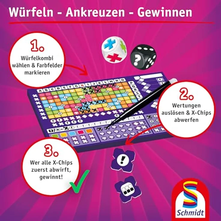 Schmidt Spiele Noch X-Mal!, Würfelspiel aus der Serie Klein & Fein für 1-6 Spieler, ab 8 Jahren, Spieldauer ca. 30 Minuten – Bild 5