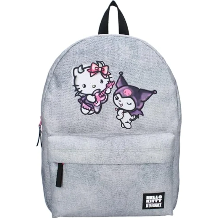 Vadobag HELLO KITTY und KUROMI Rucksack für Kinder, grau, 39 x 29 x 12 cm, 1 Hauptfach + 1 Fronttasche, gepolsterte und verstellbare Schultergurte – Bild 2