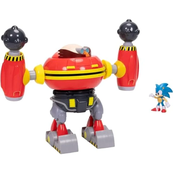 Sonic The Hedgehog – Riesiger Eggman-Roboter-Kampfset, 23 cm Spielset mit Sonic-Figur und projektilschießenden Kanonenarmen, offiziell lizenziert von Jakks Pacific – Bild 3