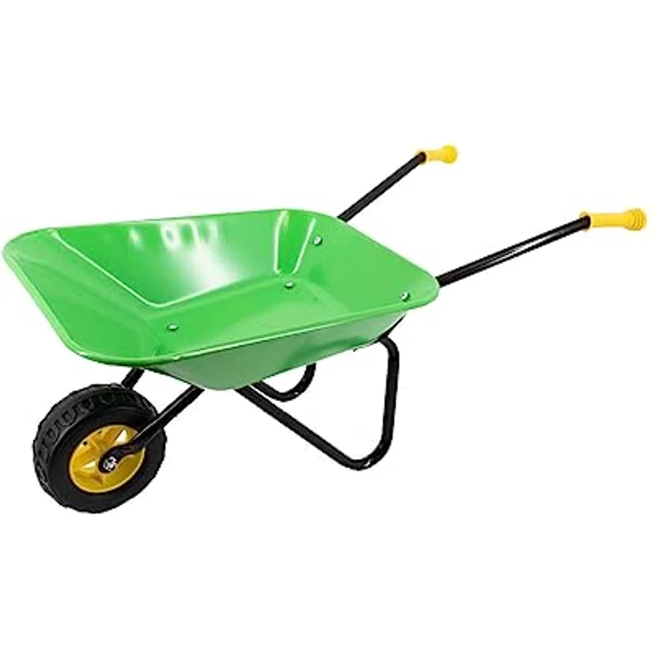 REKORD Kinderschubkarre (Metall) - Grün - mit ergonomischen Kunststoffgriffen - Traglast 20kg - für Kinder ab 3 Jahren - stabil und langlebig – Bild 1