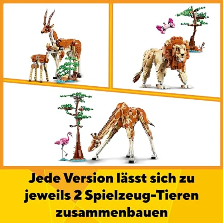 LEGO Creator 3in1 Tiersafari, Kreativ-Set mit Tierfiguren, Spielzeug-Giraffe, Gazellen und Löwe, Spielzeug-Tiere für Mädchen und Jungen, Natur-Geschenk für Kinder ab 9 Jahren 31150 – Bild 5