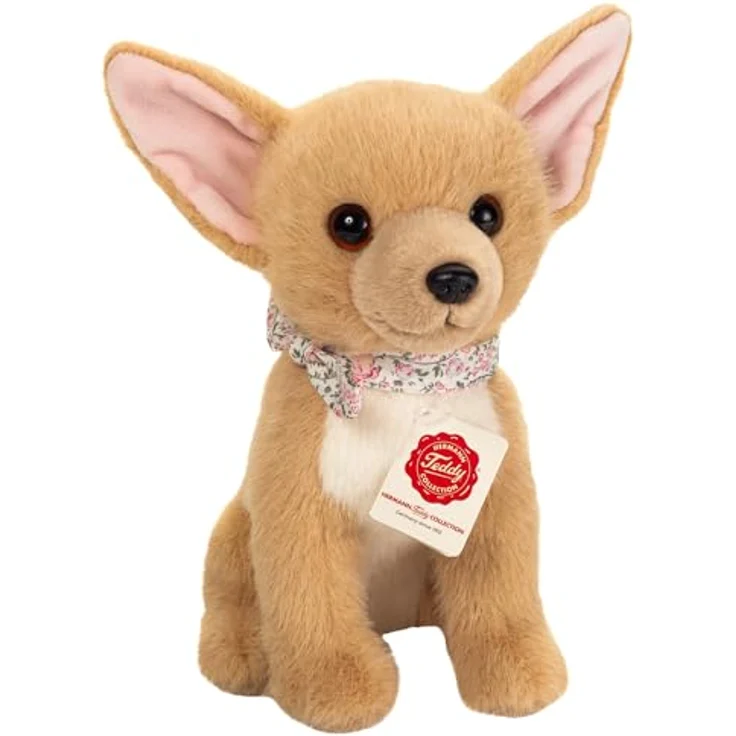 Teddy-Hermann Chihuahua sitzend, 25 cm, weicher Plüsch mit Halstuch – Bild 1