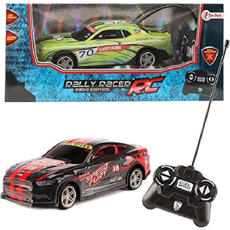 Toi-Toys RC Cars ferngesteurtes Auto für Kinder - Rally Race Auto - Zufällig Schwarz oder Grün - Elektrisches Auto - ab 3 Jahren