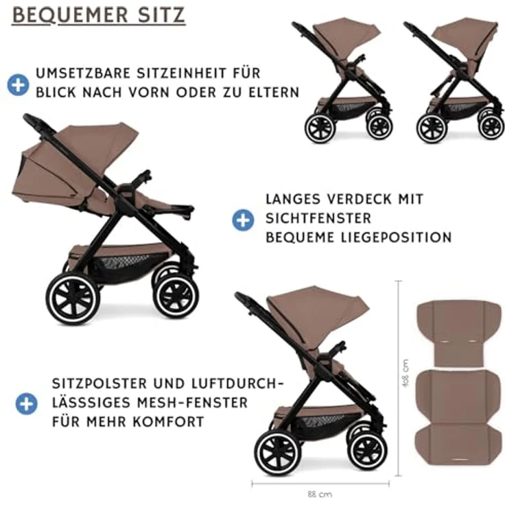 ABC Design Buggy & Sportwagen Samba 2 - Dark Beige, inkl. Gratis Mobilitätsgarantie, mit großem Sonnenverdeck, HappyBelt® 5-Punkt-Gurtsystem und All-Terrain Luftkammerrädern – Bild 3