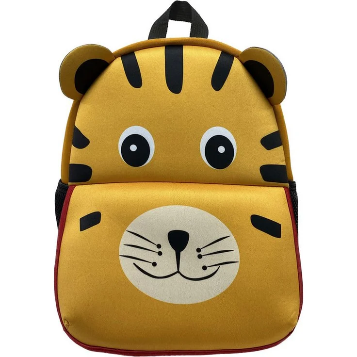 DONAU Schulranzen DONAU 7293100-04, Neopren Tiger, klappbare Fronttasche, weich gepolsterter Rücken, 7,5L Volumen, reflektierende Streifen