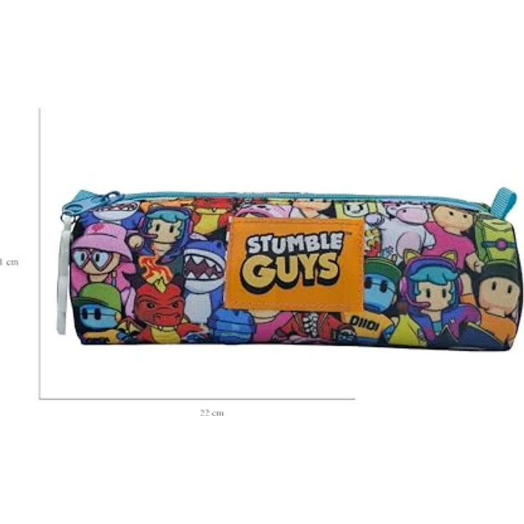 Wisam Federmäppchen Stumble Guys, zylindrisches Etui für Schule, Freizeit und Studium, mehrfarbig, 22 × 8 × 11 cm, mit Figuren-Reißverschluss – Bild 4