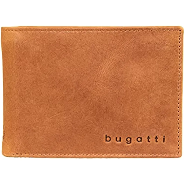 Bugatti Volo Geldbörse Herren Leder – Portemonnaie Herren Querformat Cognac – Geldbeutel Portmonee Wallet Brieftasche Männer Portmonaise