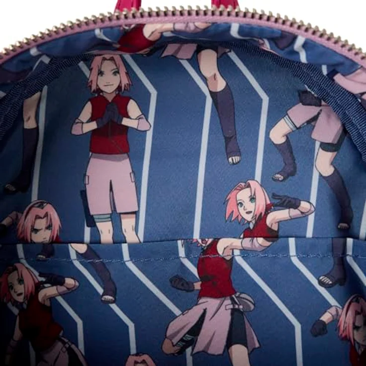 Loungefly Naruto Sakura Cosplay Outfit Mini Rucksack, Veganleder mit Reißverschlusstasche, 22,9 x 26,7 x 11,4 cm – Bild 5