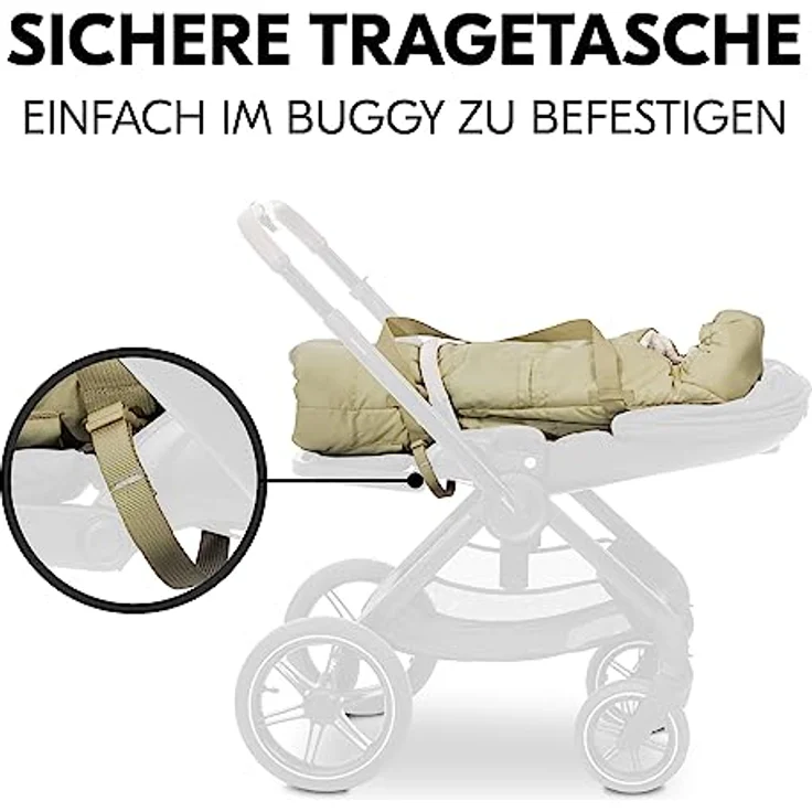 Hauck 3in1 Babytragetasche, Fußsack und Spieldecke Carry N Play, Babynest ab Geburt, Einfache und Sichere Befestigung am Buggy, Weiches Inlay, Waschbar (Teddy Fleece Green) – Bild 3