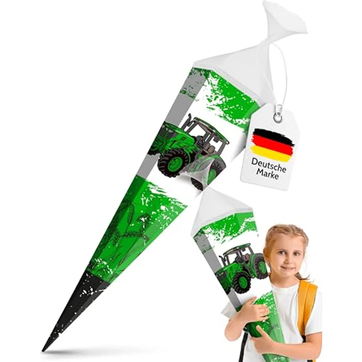 itenga Motiv Schultüte 85cm für Jungen, eckig mit Tüllverschluss, stabile Zuckertüte, Dinosaurier Motiv – Bild 2