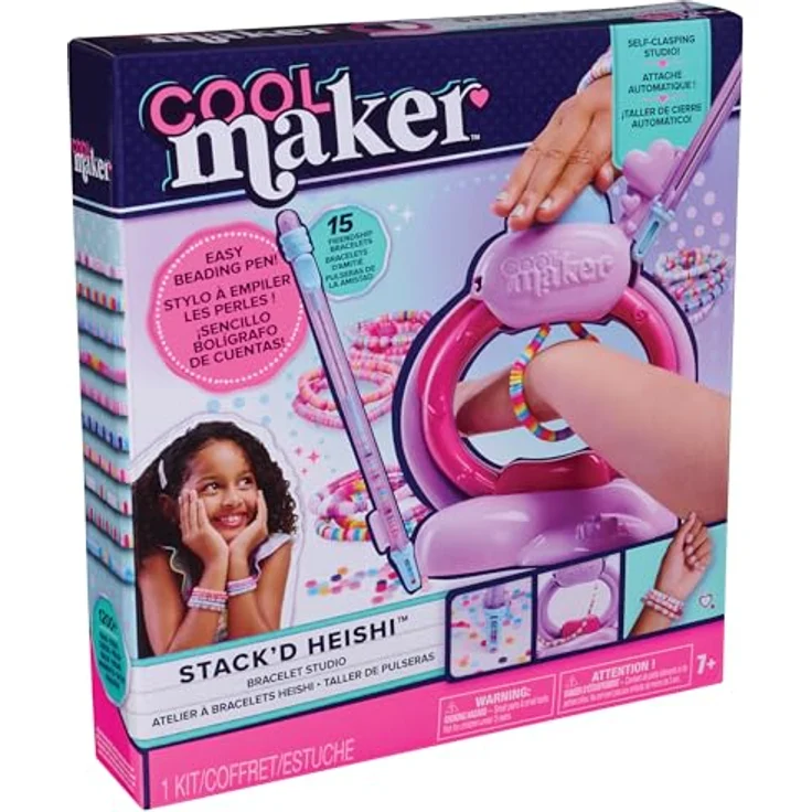 Spin Master Cool Maker Stack'd Heishi Armband Studio, Kreativset zur Herstellung von individuellen Perlenarmbändern mit Perlenstift und automatischem Auffädeln – Bild 10