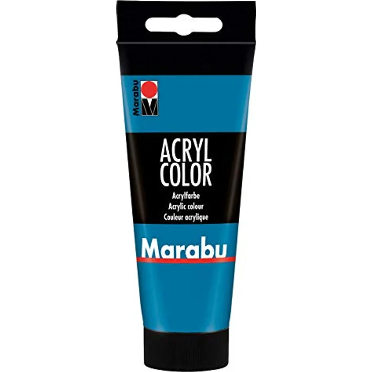 Marabu Acryl Color cyan 100 ml, cremige wasserfeste Acrylfarbe auf Wasserbasis, schnell trocknend, lichtecht, ideal für Leinwand, Papier und Holz – Bild 1