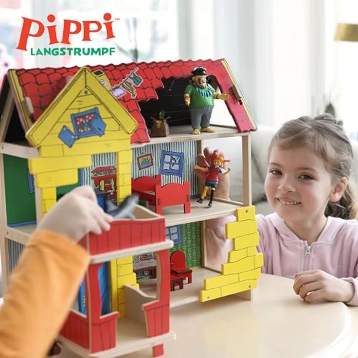 Pippi Langstrumpf Schlafzimmermöbel Set, Puppenhauszubehör mit Bett und Schatzkiste für Pippi und Herr Nilsson, 3 Teile – Bild 6