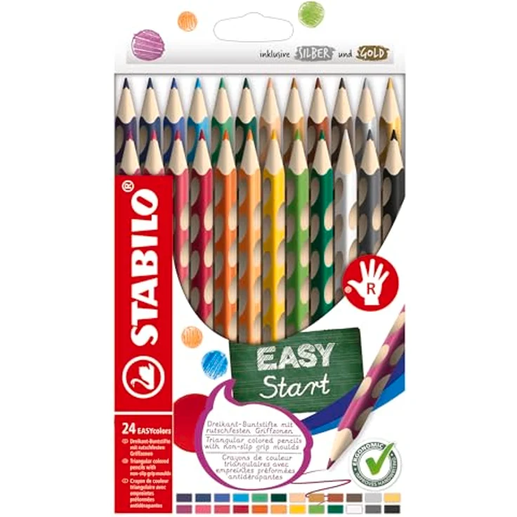 Ergonomischer Buntstift für Rechtshänder - STABILO EASYcolors - 24er Pack - mit 24 verschiedenen Farben – Bild 1